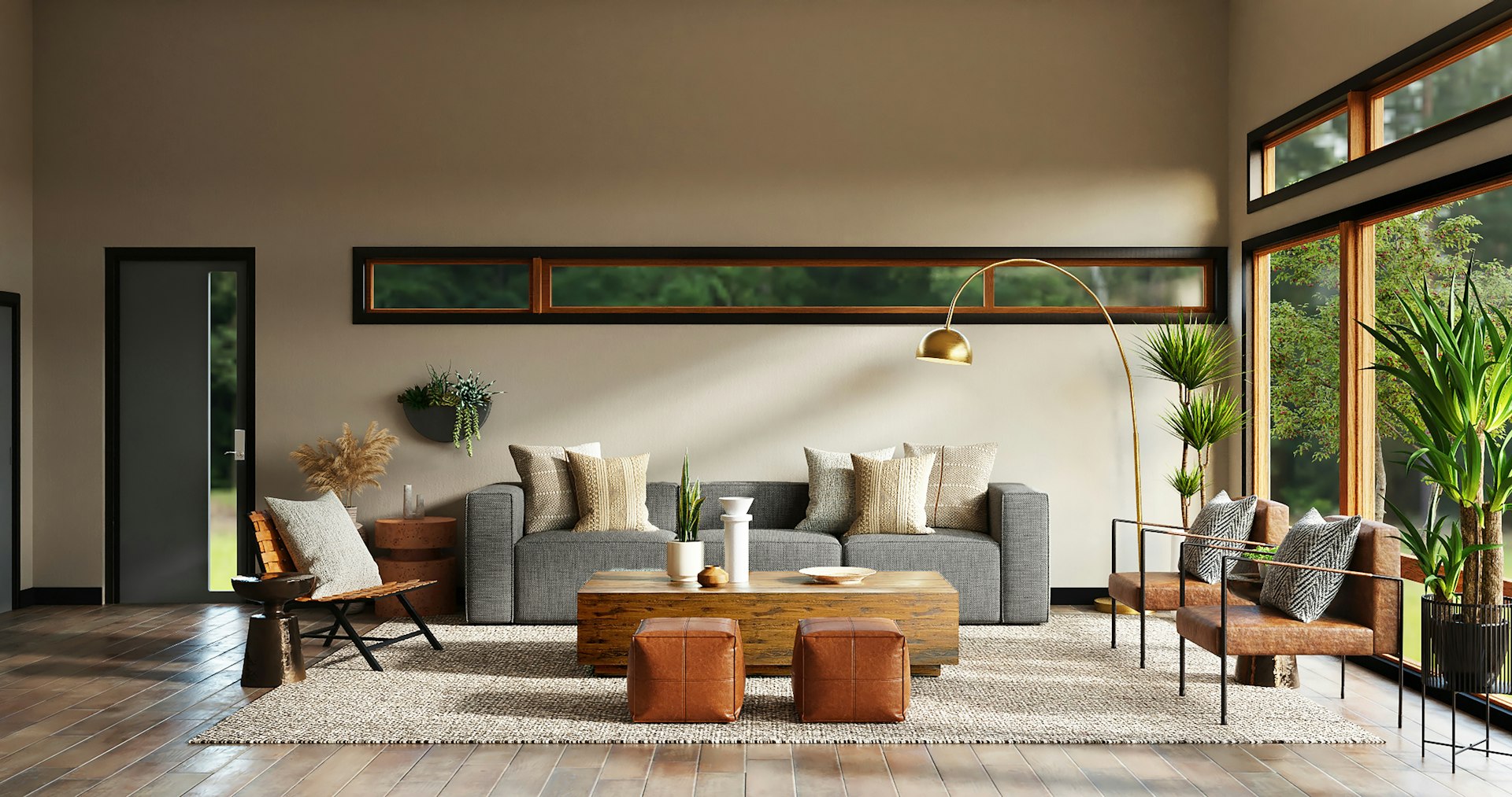 A warm, sunlit contemporary living room designed by YAVI